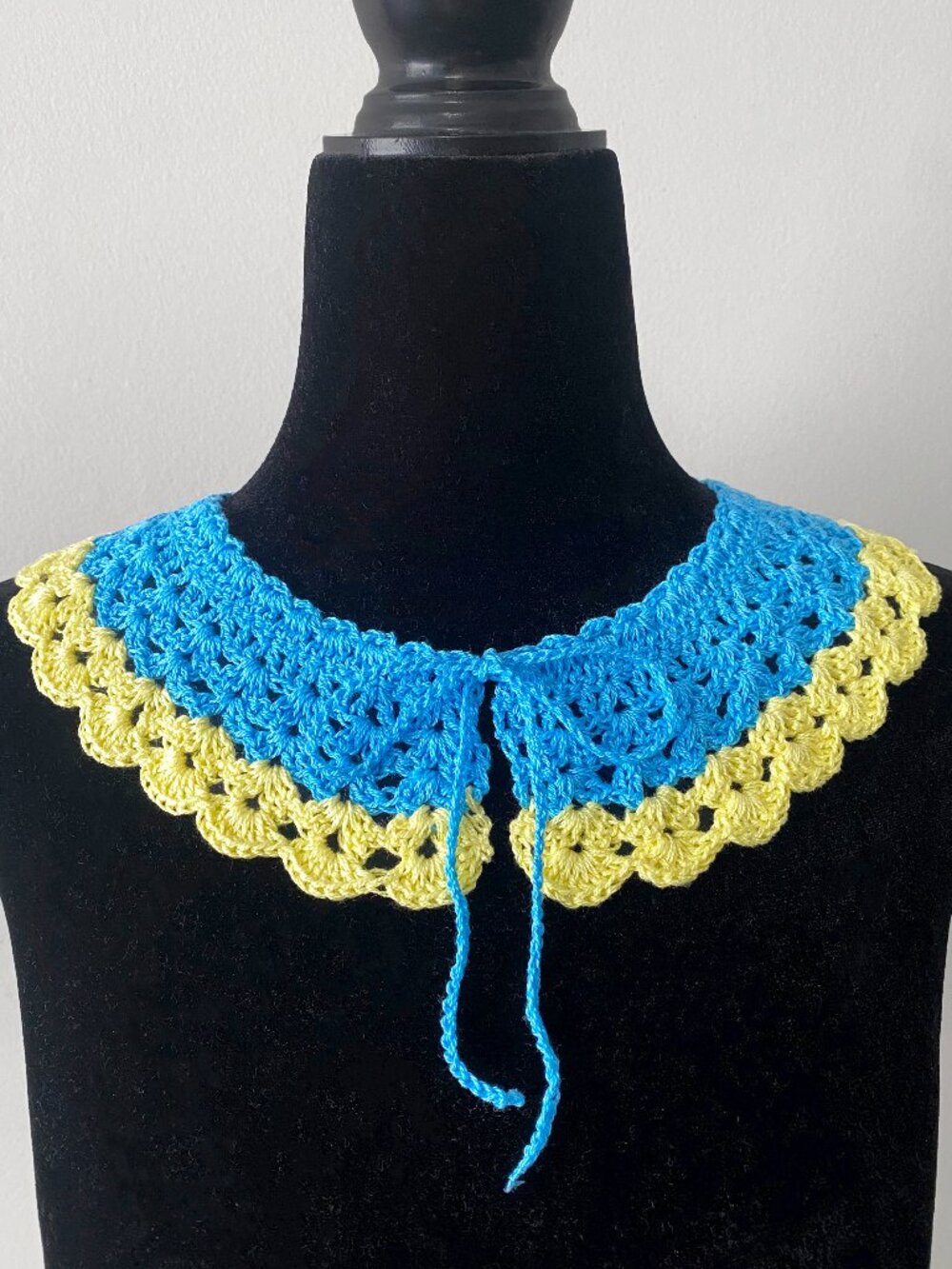 Handmade Crochet Blue Yellow Cotton Collar Neckwear Accessory